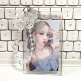 Kpop Acrylic Hard beaded Photocard Holder Keychain Butterfly Pendant