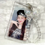 Kpop Acrylic Hard beaded Photocard Holder Keychain Butterfly Pendant