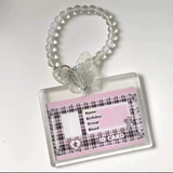 Kpop Acrylic Hard beaded Photocard Holder Keychain Butterfly Pendant
