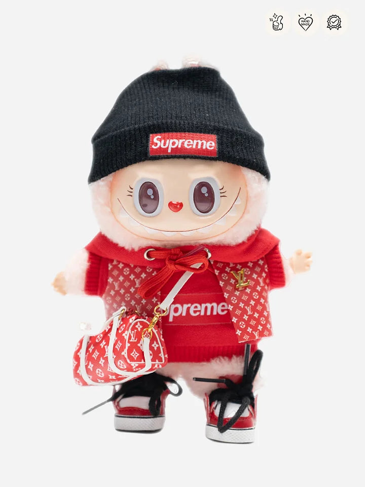 Labubu Supreme Clothes x LV Louis Vuitton Outfit Set with Jordan Shoes