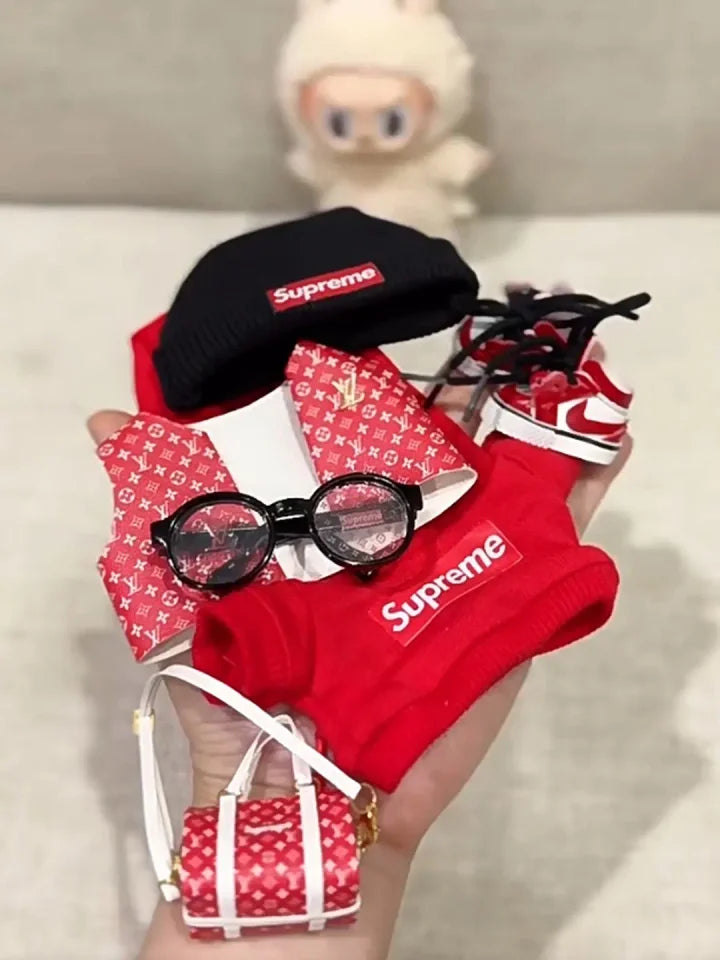 supreme labubu clothes x LV bag and vest 5pcs set