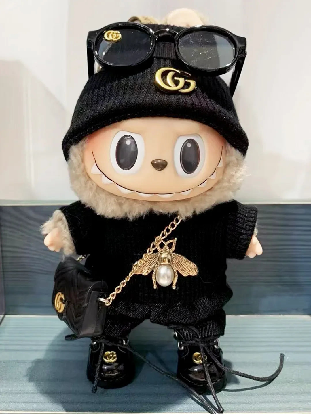 LABUBU Clothes Gucci Black Sweater Outfit Set