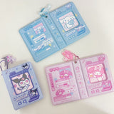 Cute Sarino Heart Photocard Collect Book with Pendant ID Badge Kuromi Melody Cinnamoroll Hello Kitty Pompompurin
