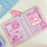 Cute Sarino Heart Photocard Collect Book with Pendant ID Badge Kuromi Melody Cinnamoroll Hello Kitty Pompompurin