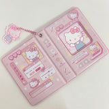 Cute Sarino Heart Photocard Collect Book with Pendant ID Badge Kuromi Melody Cinnamoroll Hello Kitty Pompompurin