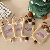 Cute Cat Plush KPop Photocard Holder keychain school ID card holder