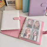 A5 Leather Kpop Photocard Binder with Side Pockets+20 Refill Pages Pocket