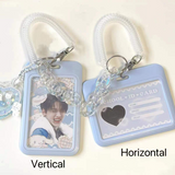 Kpop Acrylic Transparent Photocard Holder Pink Blue Heart Pendant