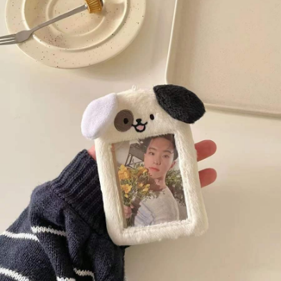 Cute Corgi Dog Plush KPop Photocard Holder keychain Name Badge Holder