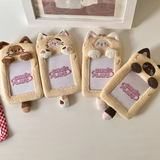 Cute Cat Plush KPop Photocard Holder keychain school ID card holder