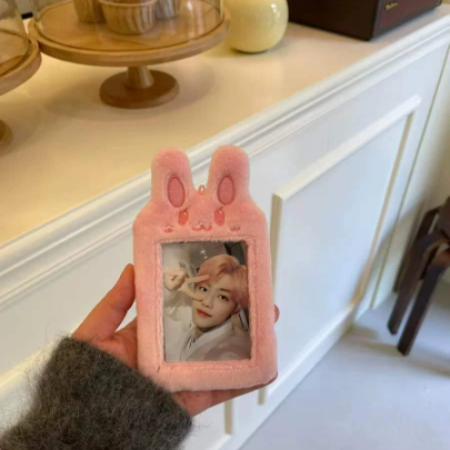 Cute Bear Bunny Tiger Plush KPop Keychain Photocard Holder