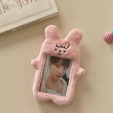KPop Cute Plush Bear Bunny Photocard Holder with keychain BusID & Polaroids (3 inch)