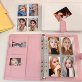 A5 Leather Kpop Photocard Binder with Side Pockets+20 Refill Pages Pocket