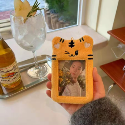 Cute Bear Bunny Tiger Plush KPop Keychain Photocard Holder