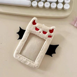 Kawaii Purple Bat Plush KPop Photocard Holder with Keychain.