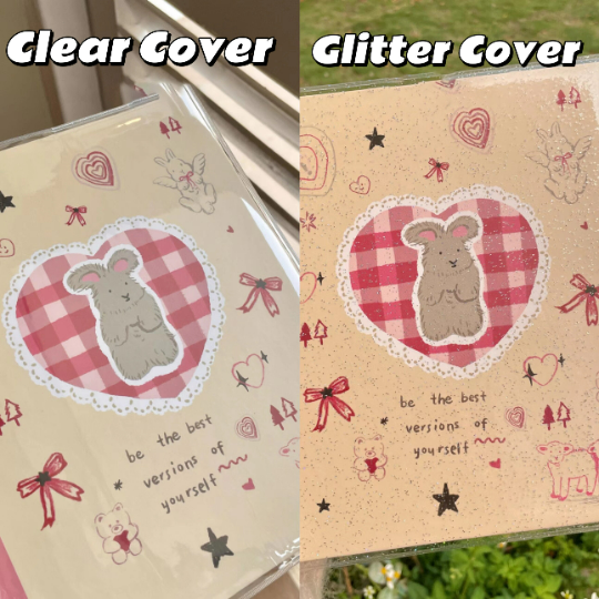 A5 Cute  Bunny Retro Heart Bow Hard Cover Kpop Photocard Binder
