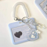 Kpop Acrylic Transparent Photocard Holder Pink Blue Heart Pendant