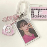 Kpop Acrylic Transparent Photocard Holder Pink Blue Heart Pendant