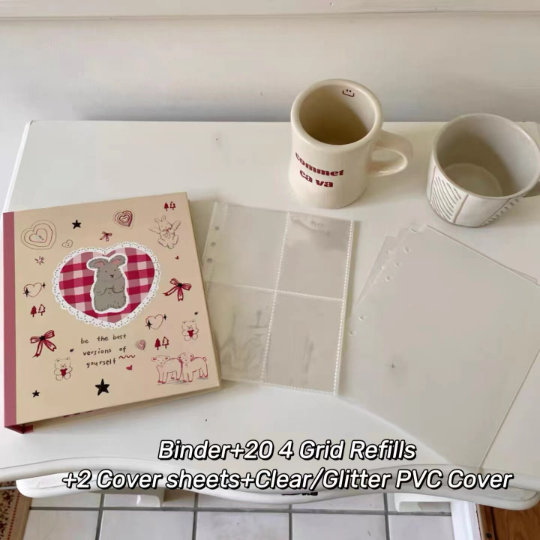 A5 Cute  Bunny Retro Heart Bow Hard Cover Kpop Photocard Binder