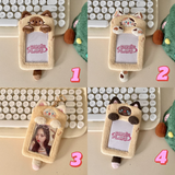 Cute Cat Plush KPop Photocard Holder keychain school ID card holder