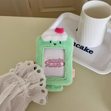 Cute Fluffy Plush Dessert Cake Kpop Photocard with KeyChain