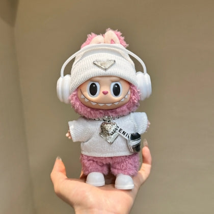 Labubu Prada Clothes Sweat shirt Outfit set with headphone