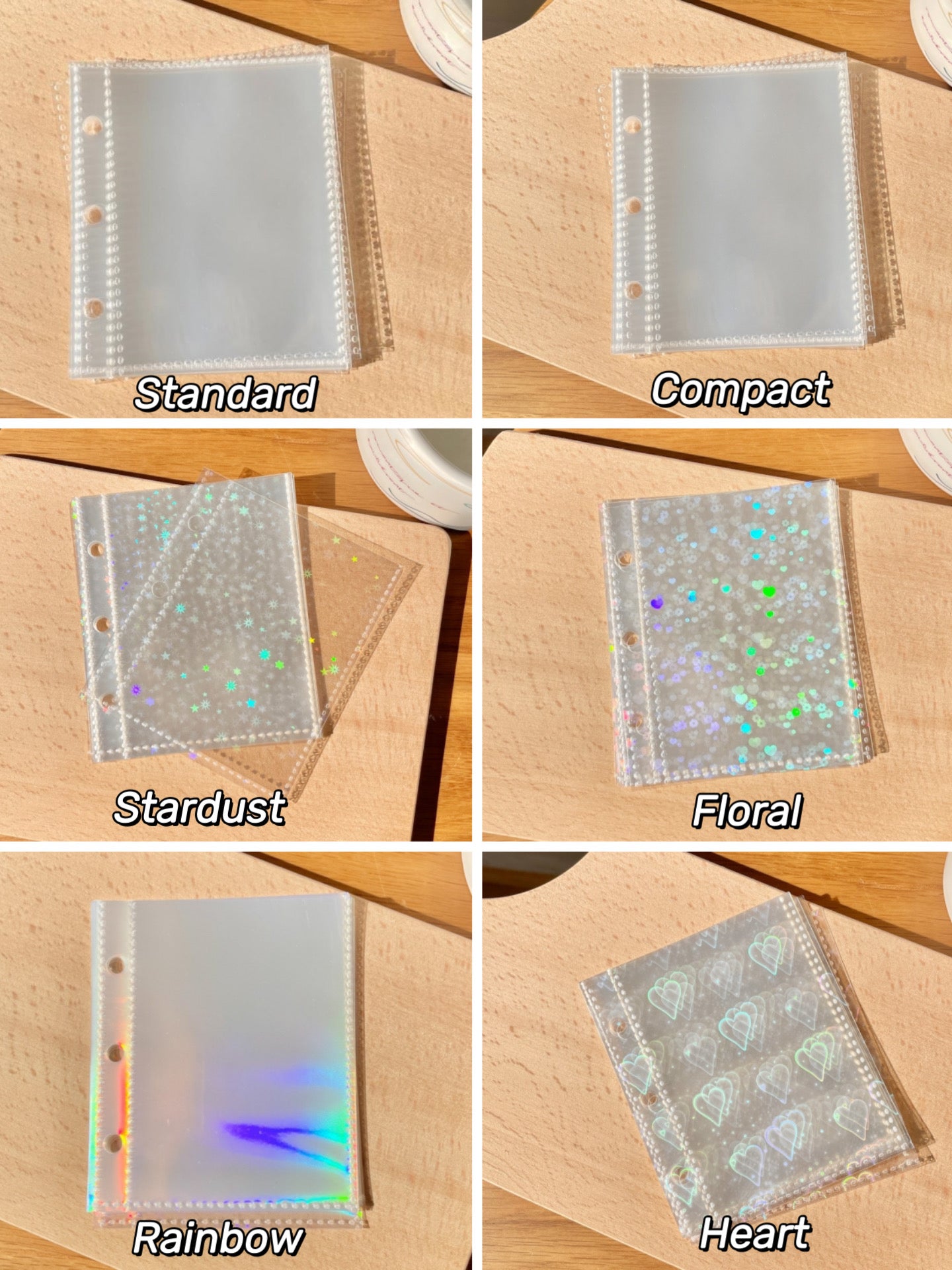 A7 3 ring Mini Kpop Photocard Binder Heart Holographic Refill Pages Inserts 04