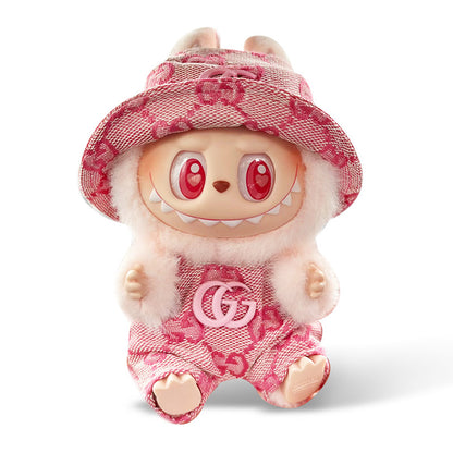 labubu Clothes Gucci Pink Overall with Bucket Hat