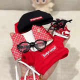 supreme labubu clothes x LV bag and vest 5pcs set