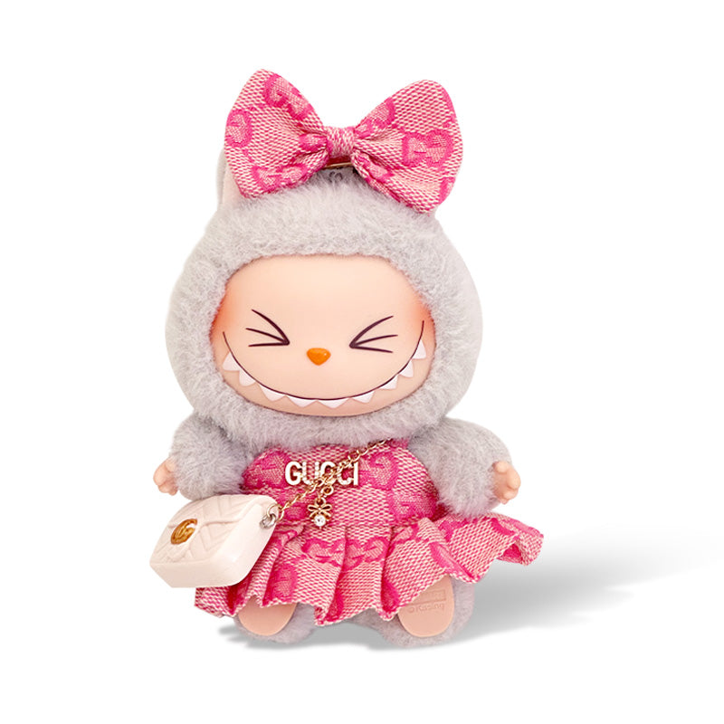 Labubu Clothes Gucci Pink Dress outfit with bag