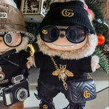 LABUBU Clothes Gucci Black Sweater Outfit with Beanie