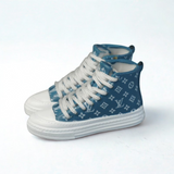 Mini Shoes for Labubu L.V. Inspired High Sneakers - blue