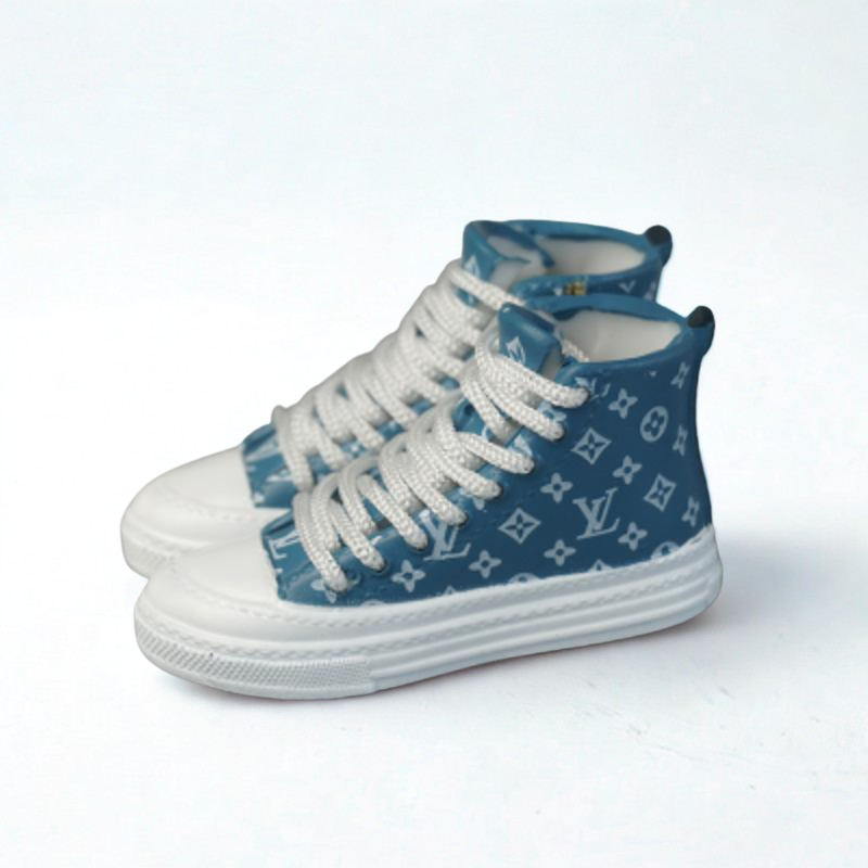 Mini Shoes for Labubu L.V. Inspired High Sneakers - blue