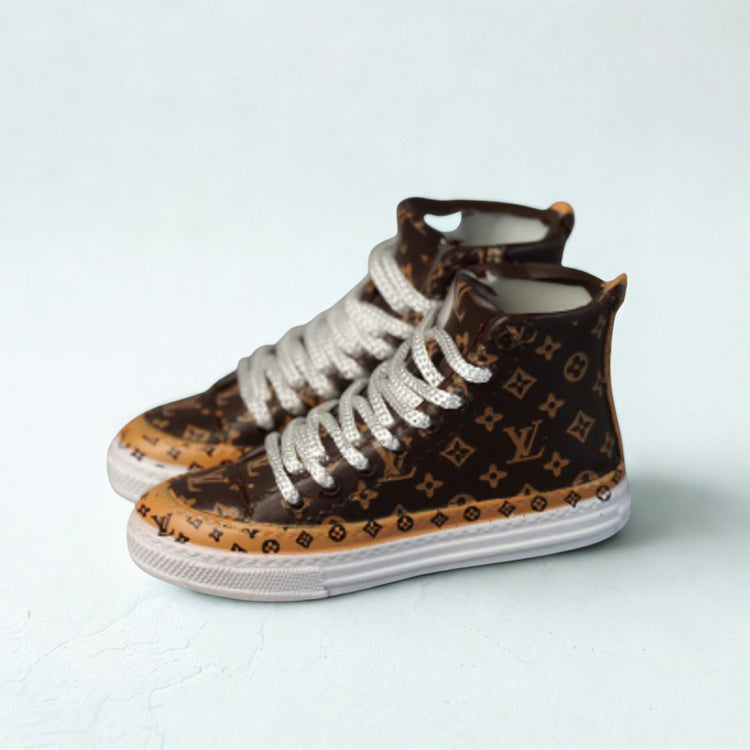Mini Shoes for Labubu L.V. Inspired High Sneakers - brown