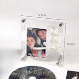 KPOP Acrylic Display Frame Photocard Holder with Ribbon Bow Magnetic Desktop Holder