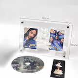 KPOP Acrylic Display Frame Photocard Holder with Ribbon Bow Magnetic Desktop Holder