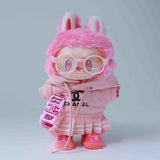 Labubu pink Clothes Chanel Streatwear Style with Skateboard Charm