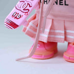 Labubu clothes chanel skirt with shoes and skateboard charm