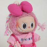 Labubu Clothes Pink with Twin Tails and Mini Phone Charm