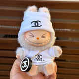 Labubu Clothes Chanel White Top + White hat + Bag
