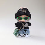 Labubu Black Chrome Hearts Streat Wear Outfit with sunglasses and bag