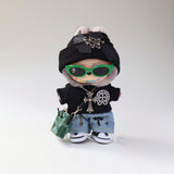Labubu Black Chrome Hearts Streat Wear Outfit with sunglasses and bag