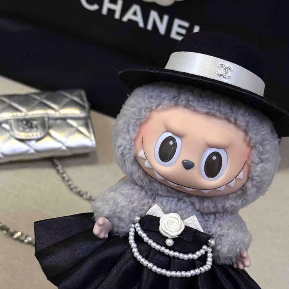 Labubu Clothes Chanel black white dress