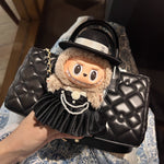 Labubu Clothes Chanel dress with pearl necklace