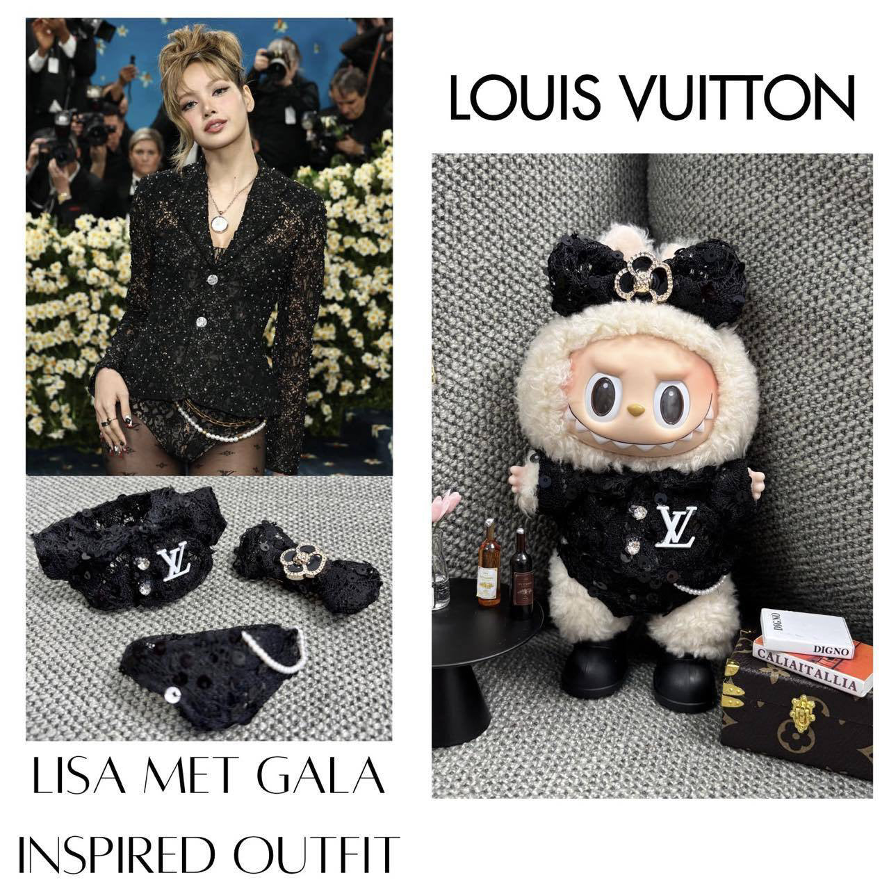 Labubu Clothes LV Lisa Met Gala Look Celebrity Outfit Set