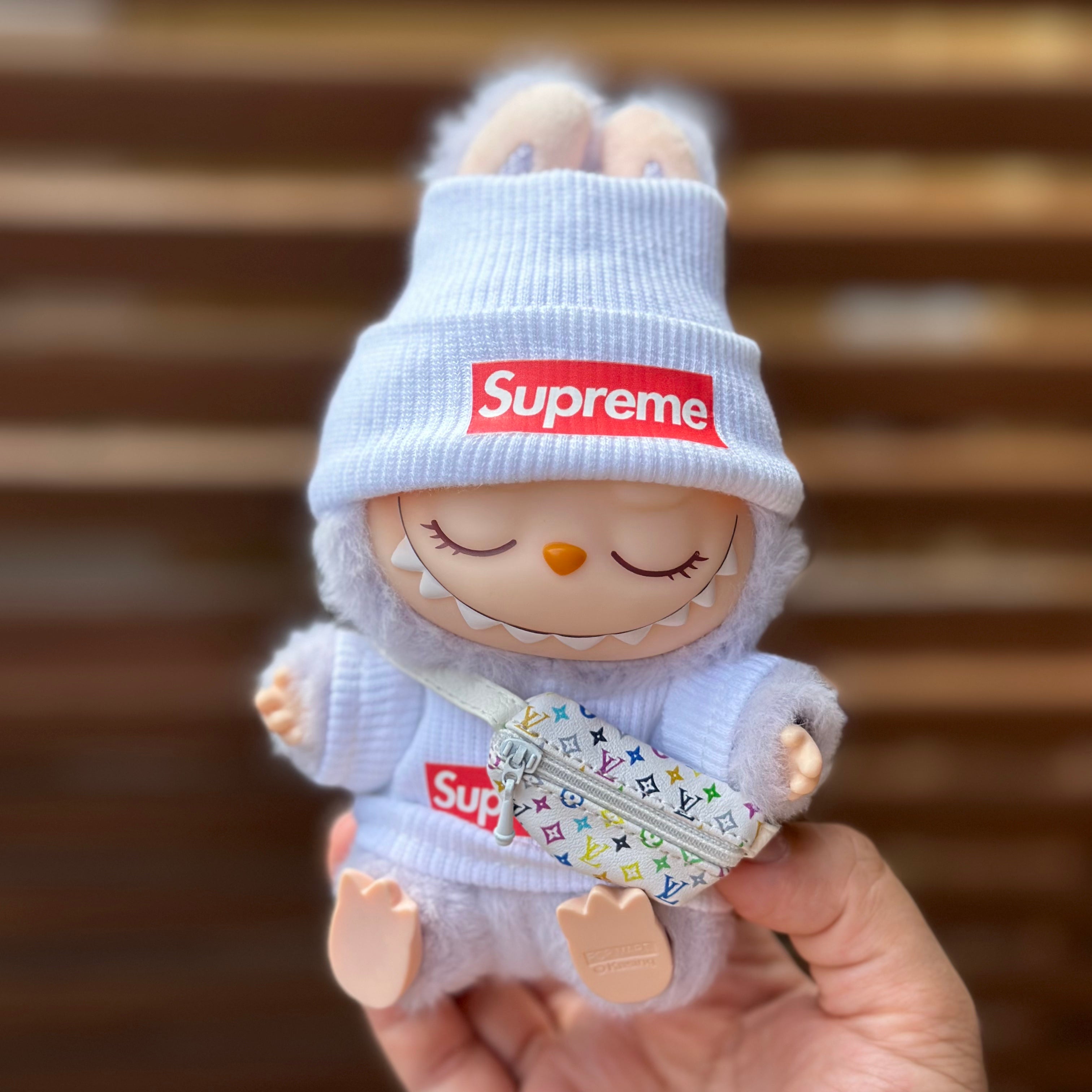 Labubu Clothes Louis Vuitton x Supreme Beanie 3pcs Outfit Set
