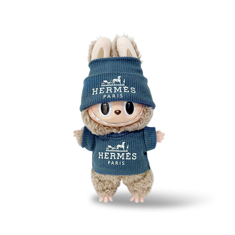 Labubu Clothes Navy Hermes Beanie + Top