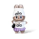  Labubu Outfit Alo Style White Top Beanie and Skirt