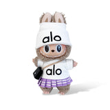  Labubu Outfit Alo Style White Top Beanie and Skirt