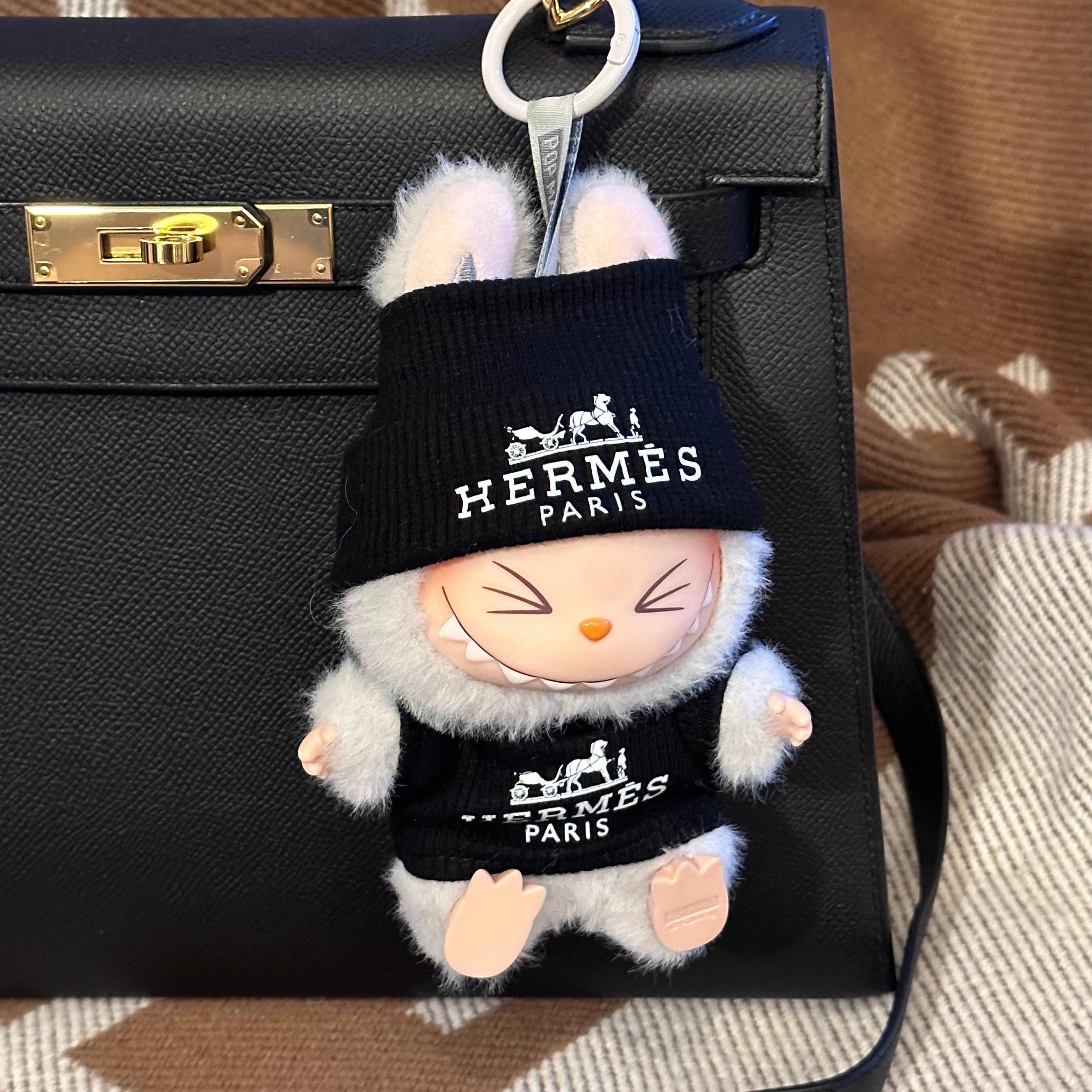 Labubu Outfit Black Hermes Style Top and Beanie